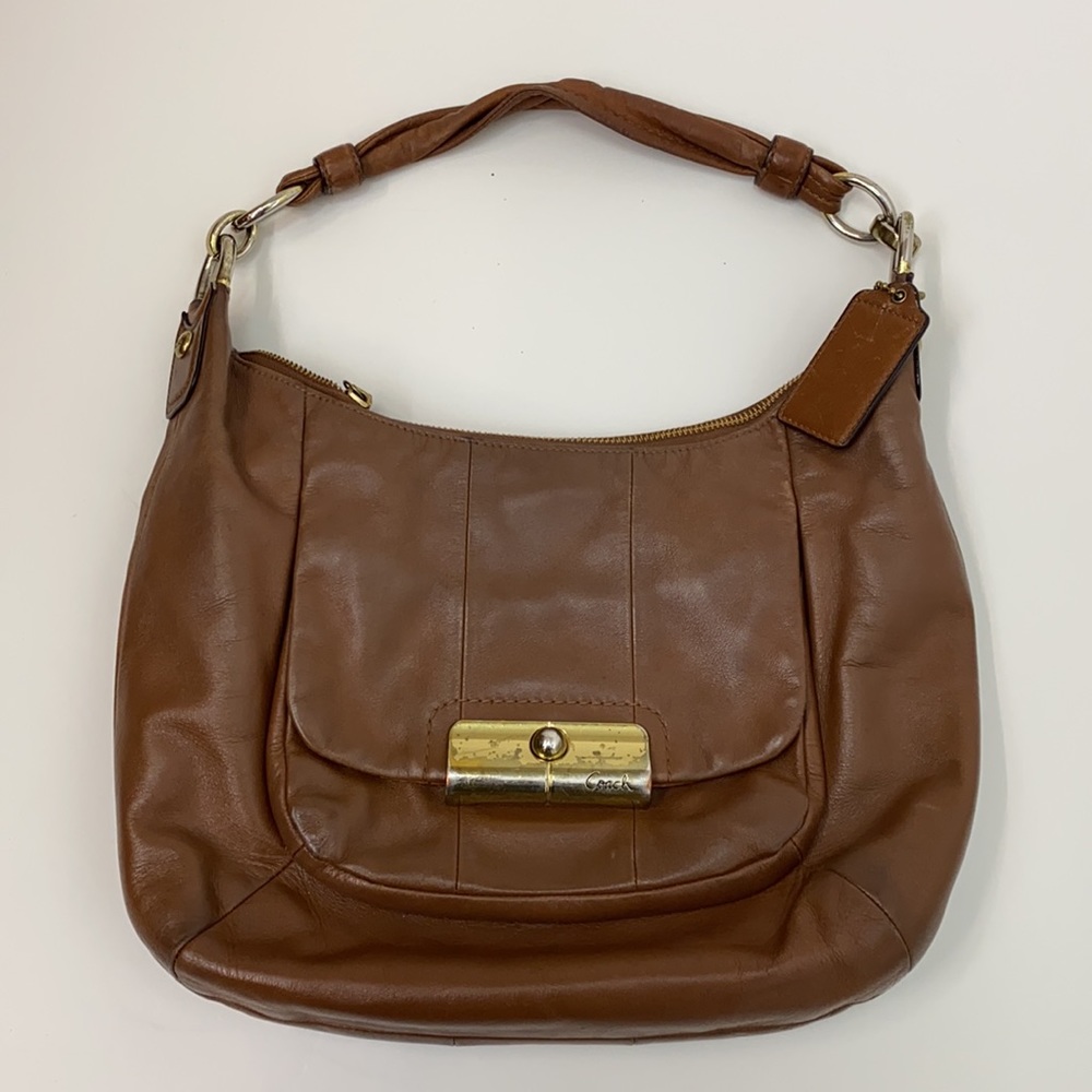 Coach Kristen Chestnut Leather Hobo Bucket Purse